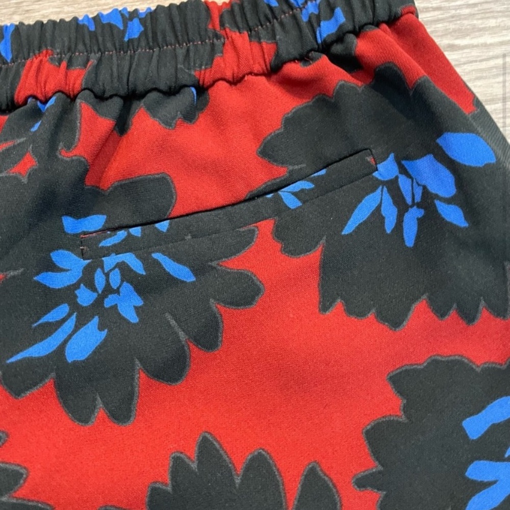 J. Crew Firework Floral Print Red Blue & Black Dress Pants View 6